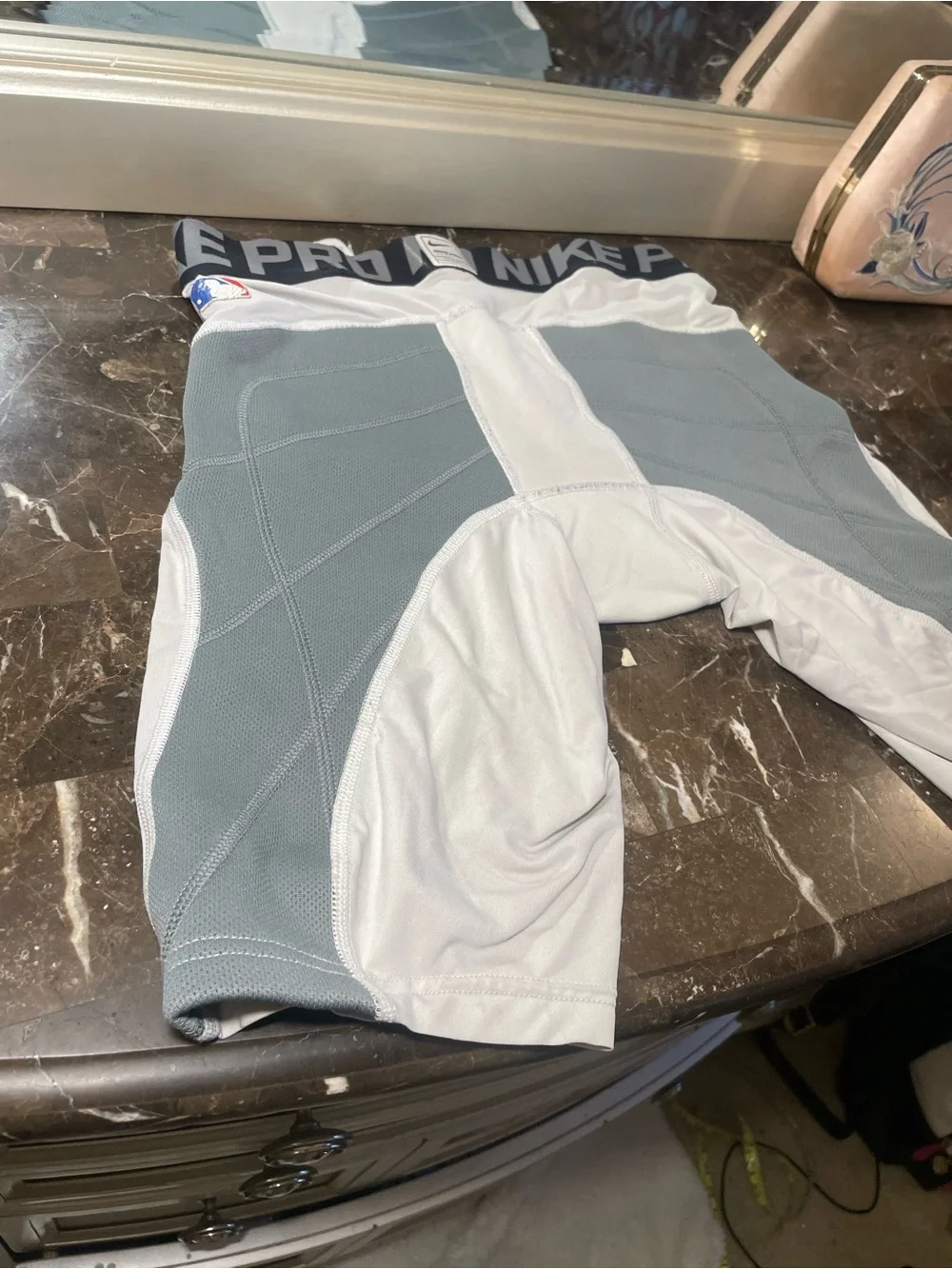 Nike White and Gray Athletic Compression Shorts